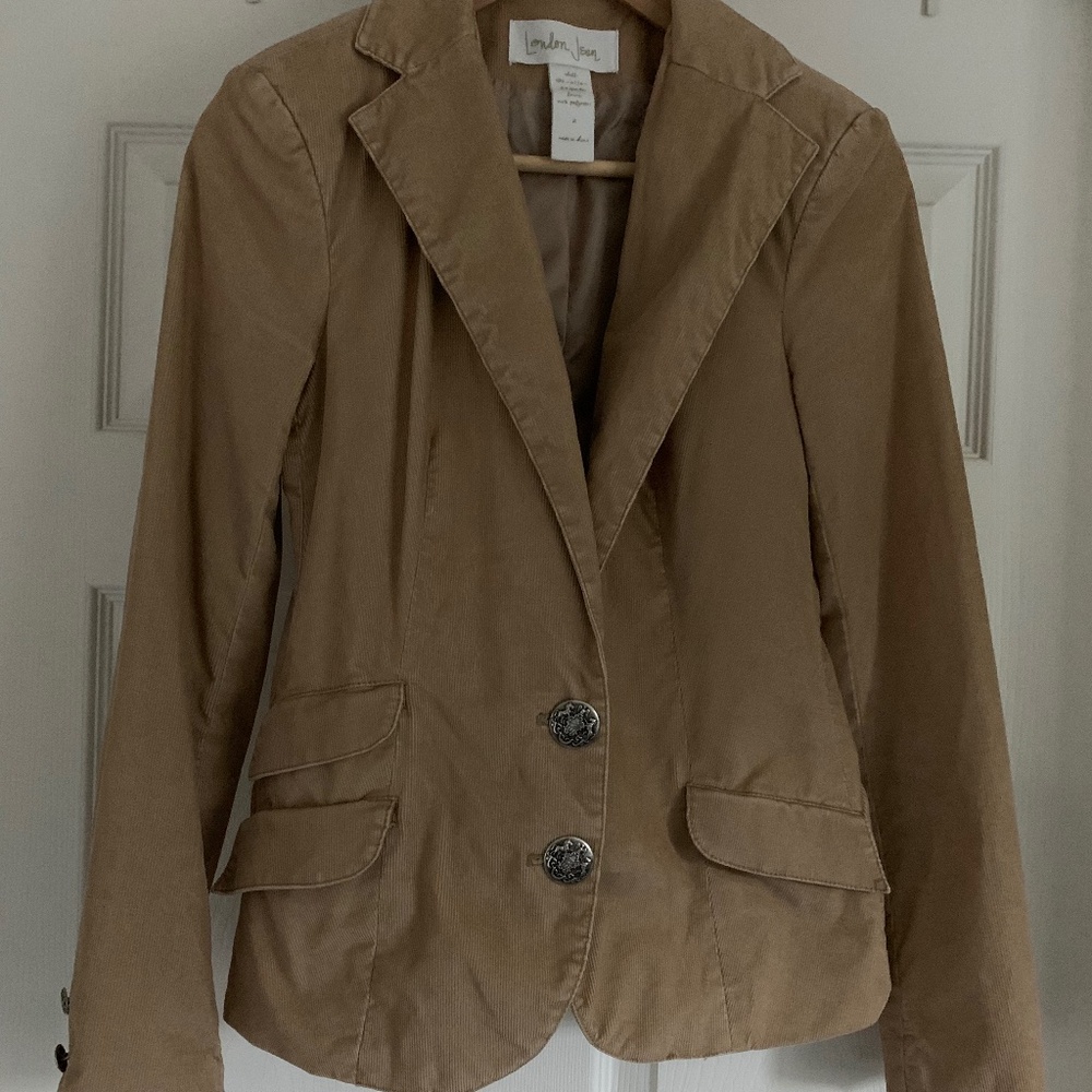 London Jean for Victoria Secret Corduroy Tan/Camel Blazer Fitted Women's Size 2